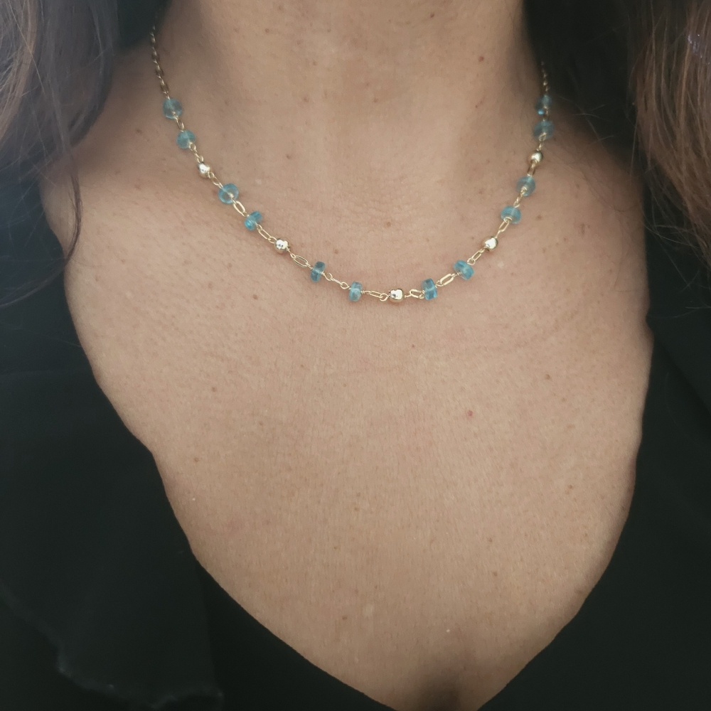 Gold-filled blue topaz necklace